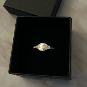 Catbird Grand Cygnet Sterling Silver Ring Engraved with script letter D